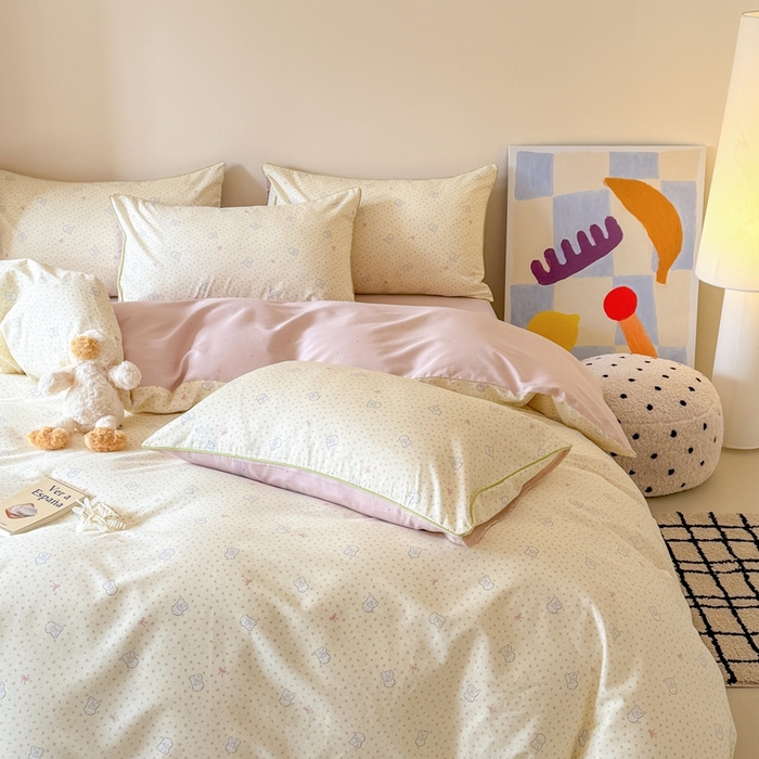 91家纺网 家纺一手货源 找家纺 梵克保罗 2025新款全棉嵌绳四件套 小布丁