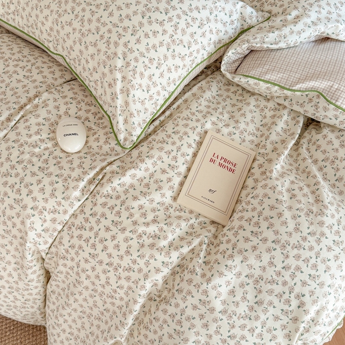 91家纺网 家纺一手货源 找家纺 梵克保罗 2025新款全棉嵌绳四件套 咖小花