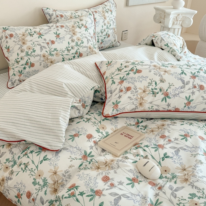 91家纺网 家纺一手货源 找家纺 梵克保罗 2025新款全棉嵌绳四件套 硕果