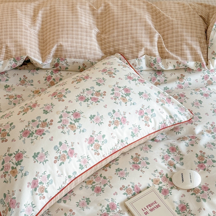 91家纺网 家纺一手货源 找家纺 梵克保罗 2025新款全棉嵌绳四件套 花千朵