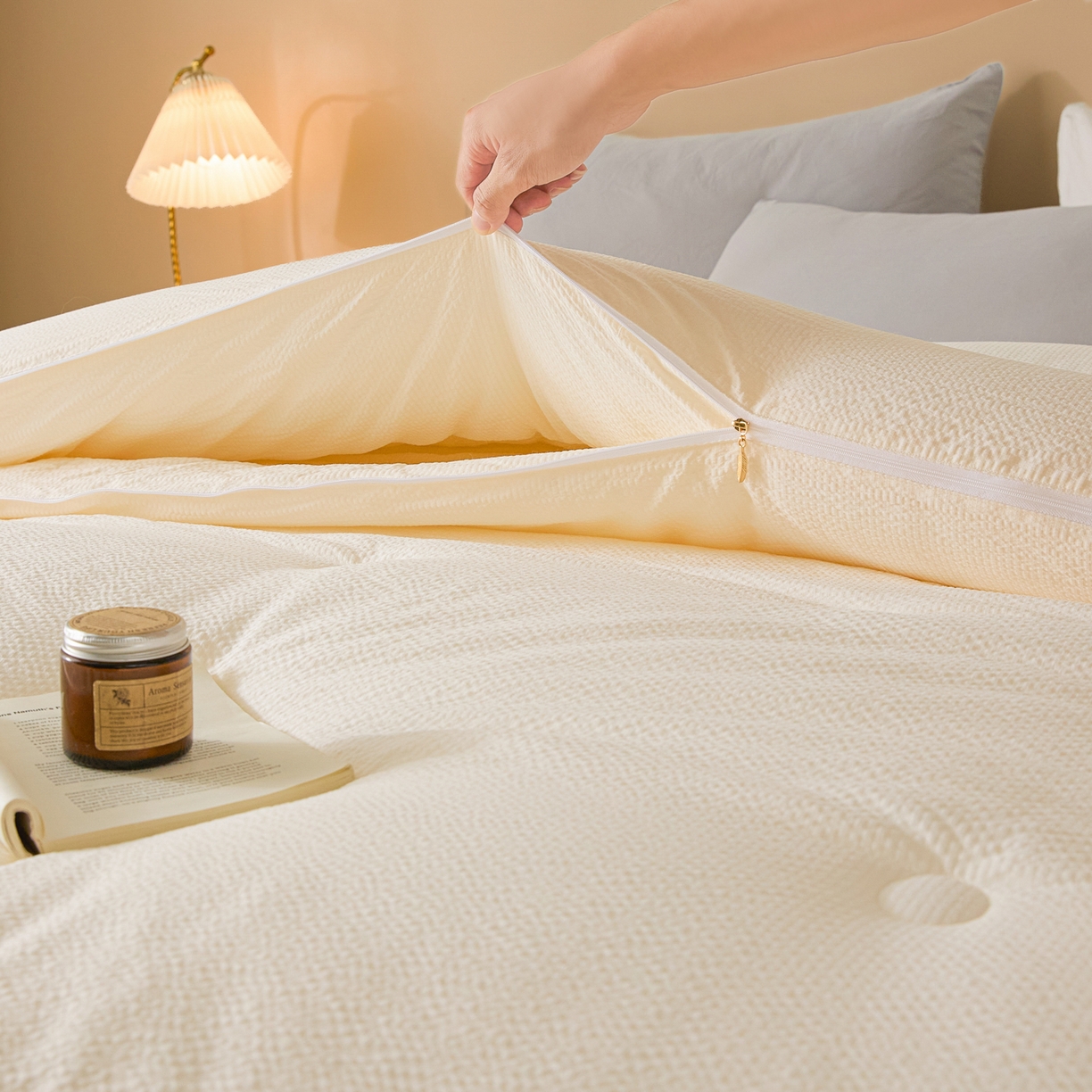 91家纺网 家纺一手货源 找家纺 （总）蓝极人 2025新款涤纶双层纱大豆子母被 被子被芯冬被