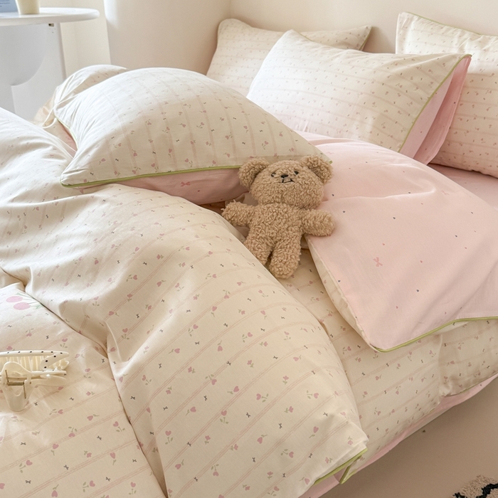 91家纺网 家纺一手货源 找家纺 梵克保罗 2025新款全棉嵌绳四件套 郁香公主