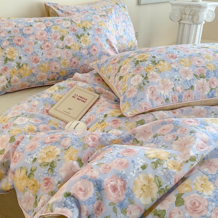 91家纺网 家纺一手货源 找家纺 梵克保罗 2025新款全棉嵌绳四件套 国色芳华