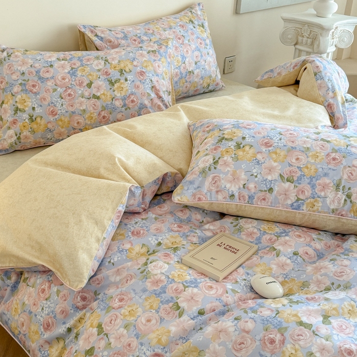 91家纺网 家纺一手货源 找家纺 梵克保罗 2025新款全棉嵌绳四件套 国色芳华