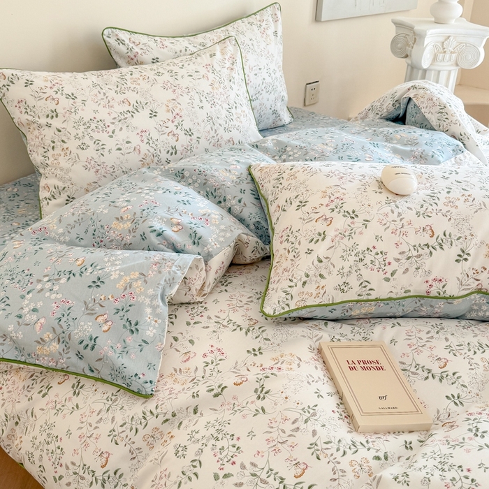 91家纺网 家纺一手货源 找家纺 梵克保罗 2025新款全棉嵌绳四件套 甜心藤