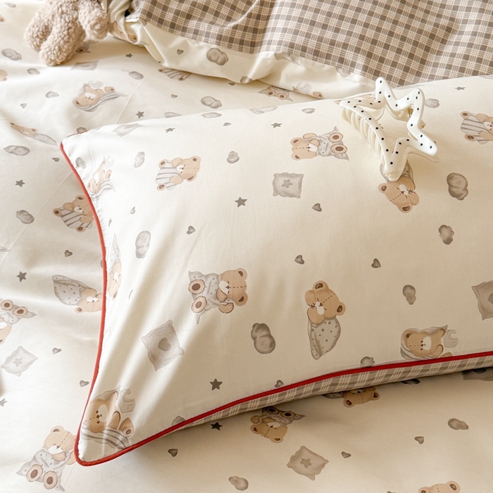 91家纺网 家纺一手货源 找家纺 梵克保罗 2025新款全棉嵌绳四件套 晚安熊