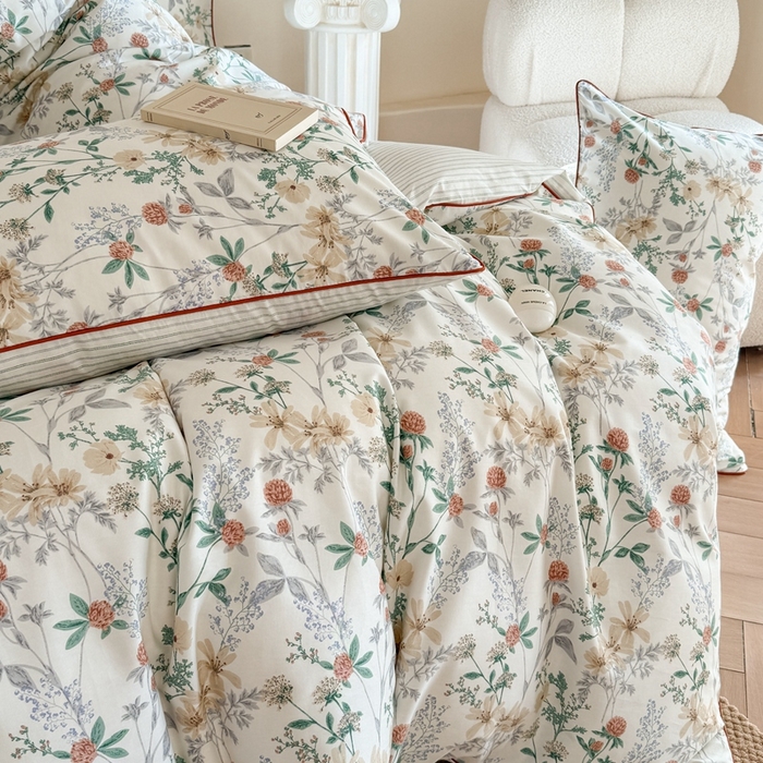 91家纺网 家纺一手货源 找家纺 梵克保罗 2025新款全棉嵌绳四件套 硕果