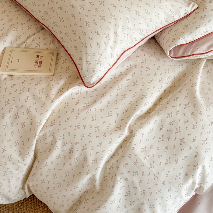 91家纺网 家纺一手货源 找家纺 梵克保罗 2025新款全棉嵌绳四件套 小青藤-米