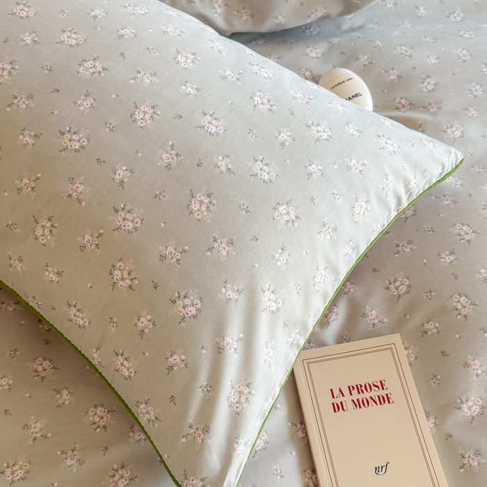 91家纺网 家纺一手货源 找家纺 梵克保罗 2025新款全棉嵌绳四件套 雨汐-绿