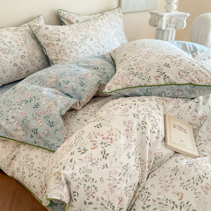 91家纺网 家纺一手货源 找家纺 梵克保罗 2025新款全棉嵌绳四件套 甜心藤