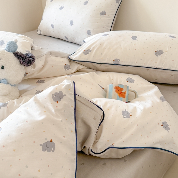 91家纺网 家纺一手货源 找家纺 梵克保罗 2025新款全棉嵌绳四件套 萌象派对