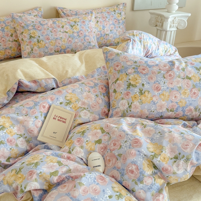 91家纺网 家纺一手货源 找家纺 梵克保罗 2025新款全棉嵌绳四件套 国色芳华