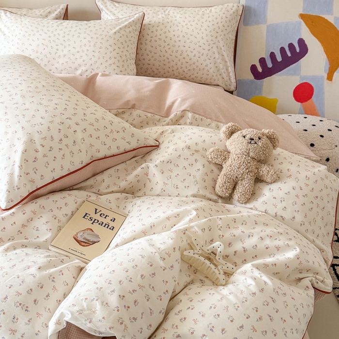 91家纺网 家纺一手货源 找家纺 梵克保罗 2025新款全棉嵌绳四件套 初月