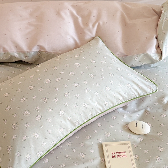 91家纺网 家纺一手货源 找家纺 梵克保罗 2025新款全棉嵌绳四件套 雨汐-绿