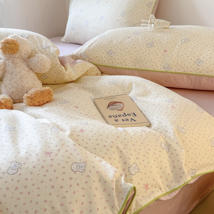 91家纺网 家纺一手货源 找家纺 梵克保罗 2025新款全棉嵌绳四件套 小布丁