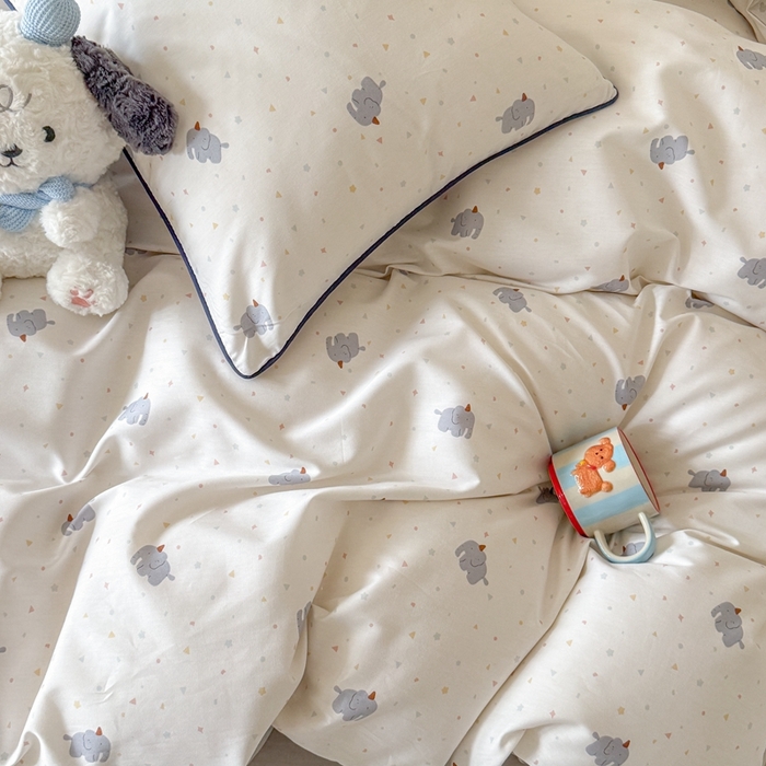 91家纺网 家纺一手货源 找家纺 梵克保罗 2025新款全棉嵌绳四件套 萌象派对