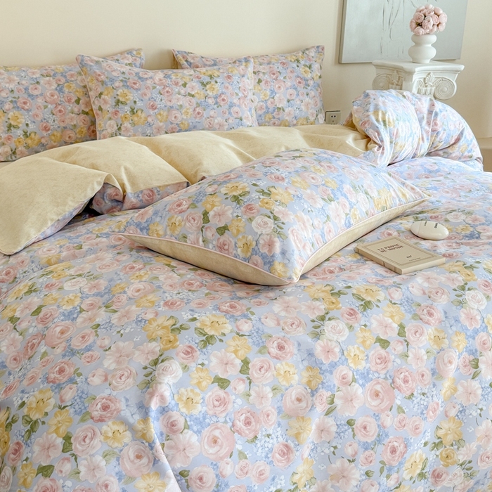 91家纺网 家纺一手货源 找家纺 梵克保罗 2025新款全棉嵌绳四件套 国色芳华