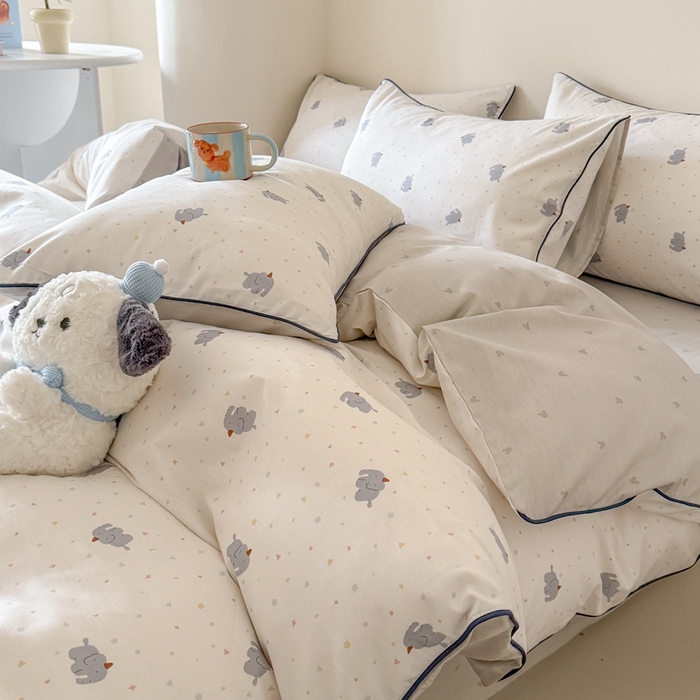 91家纺网 家纺一手货源 找家纺 梵克保罗 2025新款全棉嵌绳四件套 萌象派对