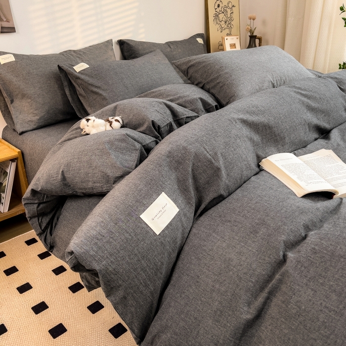 91家纺网 家纺一手货源 找家纺 梵克保罗 2025新款无印风四件套系列 低调灰-床单款