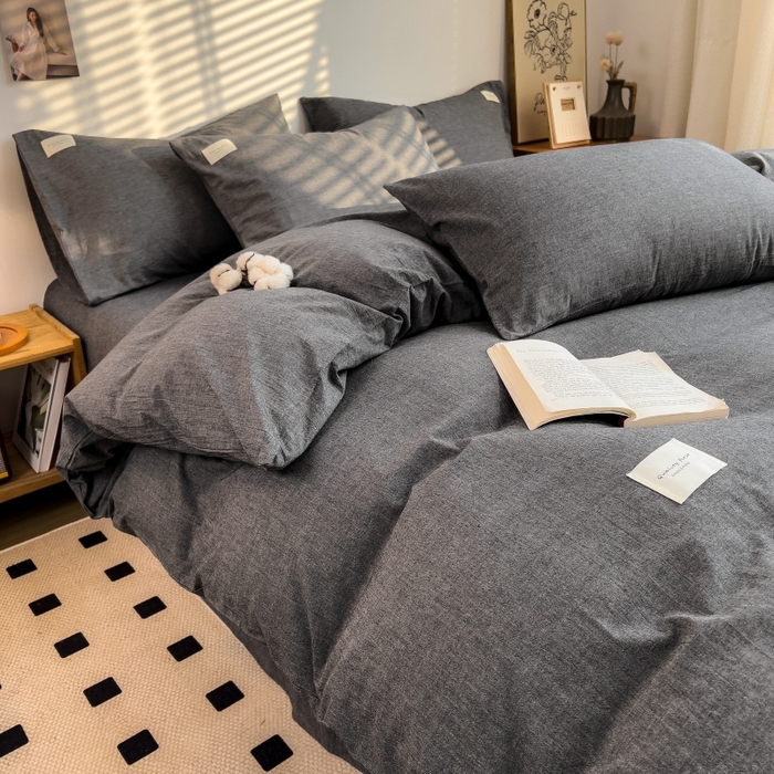 91家纺网 家纺一手货源 找家纺 梵克保罗 2025新款无印风四件套系列 低调灰-床单款