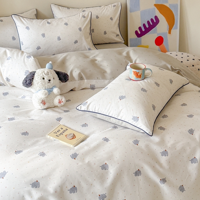 91家纺网 家纺一手货源 找家纺 梵克保罗 2025新款全棉嵌绳四件套 萌象派对