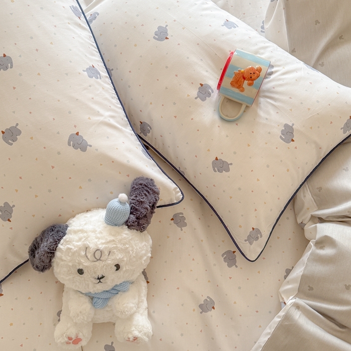 91家纺网 家纺一手货源 找家纺 梵克保罗 2025新款全棉嵌绳四件套 萌象派对