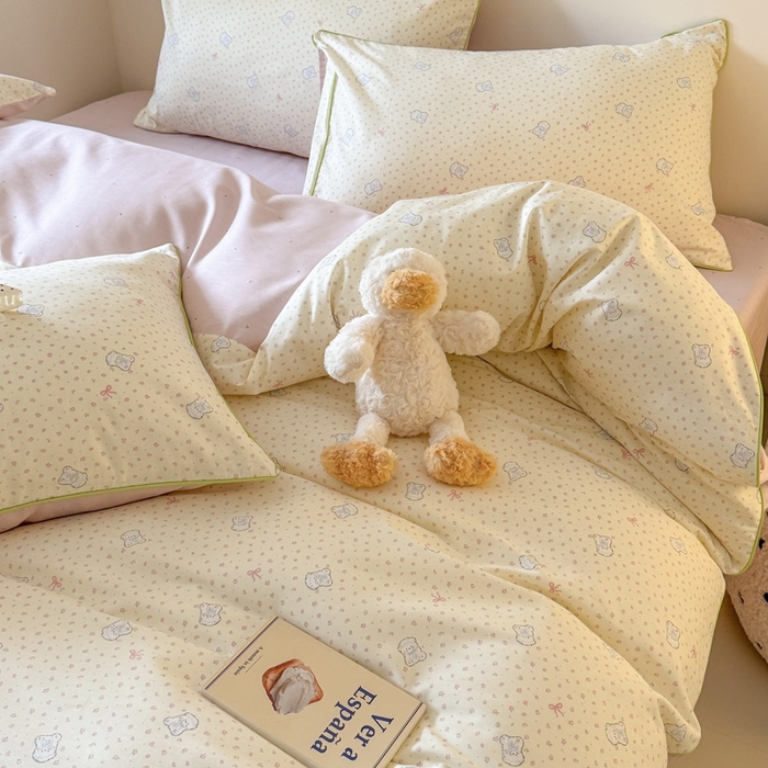 91家纺网 家纺一手货源 找家纺 梵克保罗 2025新款全棉嵌绳四件套 小布丁