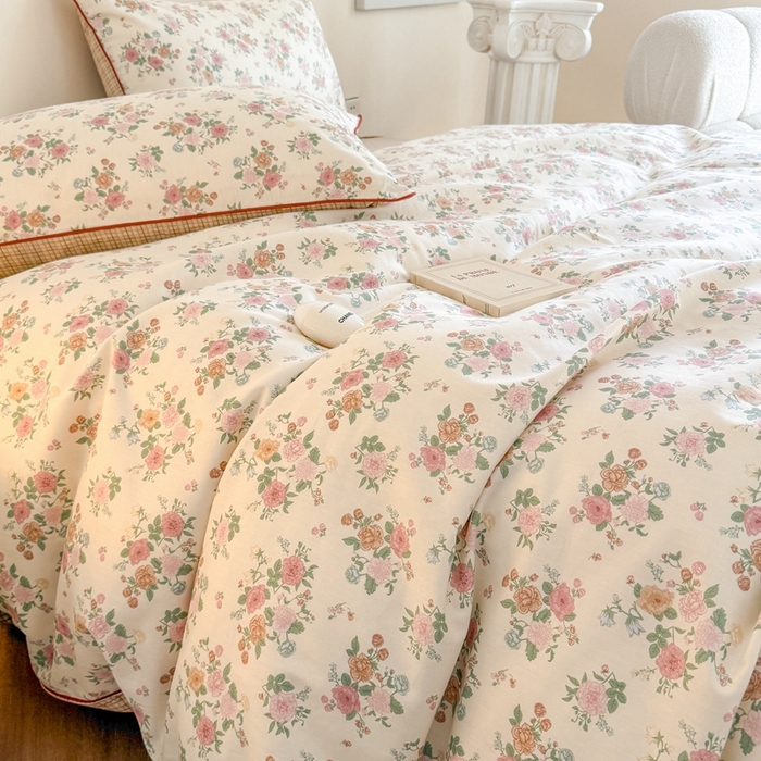 91家纺网 家纺一手货源 找家纺 梵克保罗 2025新款全棉嵌绳四件套 花千朵