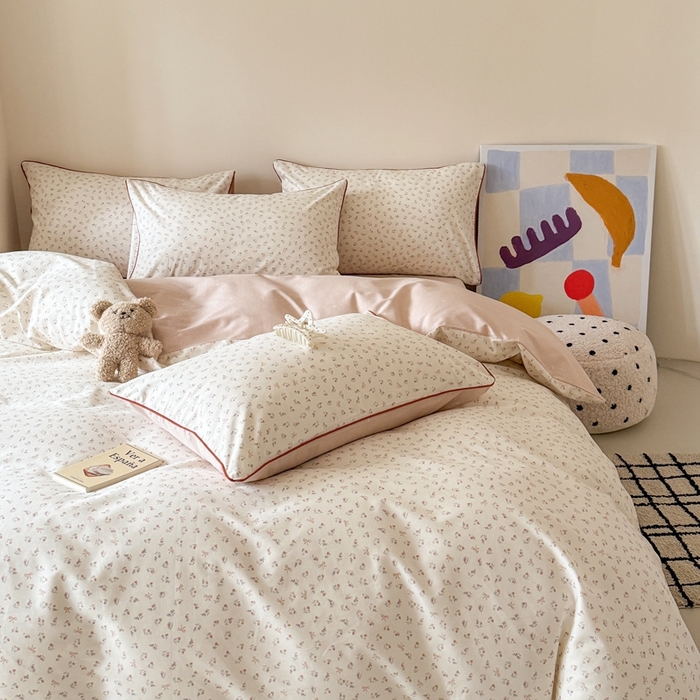 91家纺网 家纺一手货源 找家纺 梵克保罗 2025新款全棉嵌绳四件套 初月