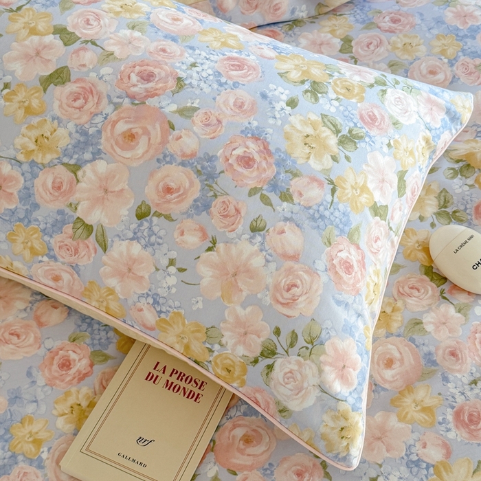 91家纺网 家纺一手货源 找家纺 梵克保罗 2025新款全棉嵌绳四件套 国色芳华