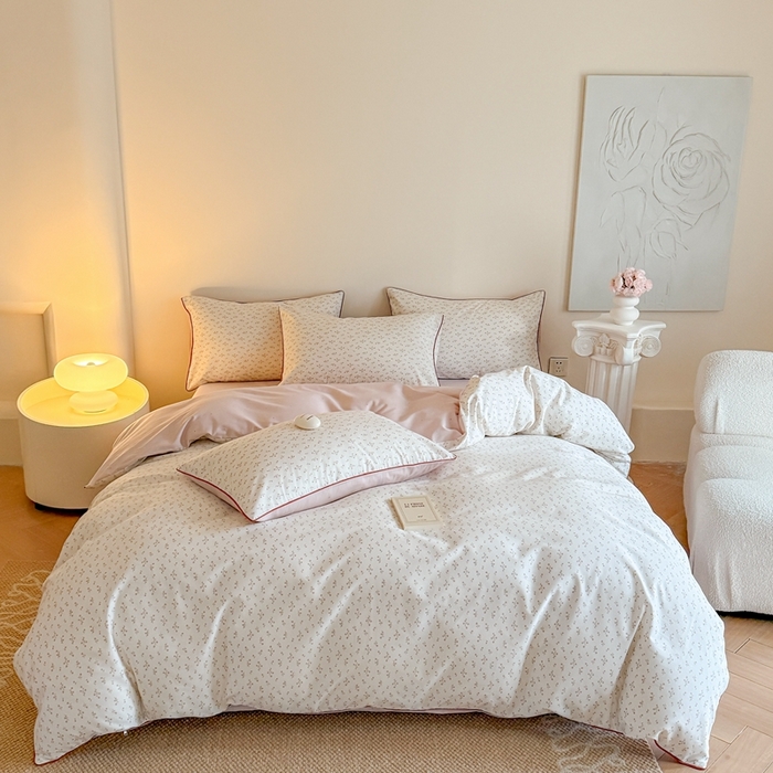 梵克保罗 2025新款全棉嵌绳四件套 小青藤-米