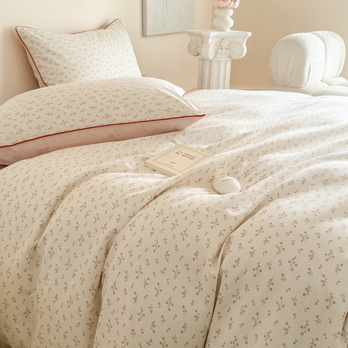 91家纺网 家纺一手货源 找家纺 梵克保罗 2025新款全棉嵌绳四件套 小青藤-米