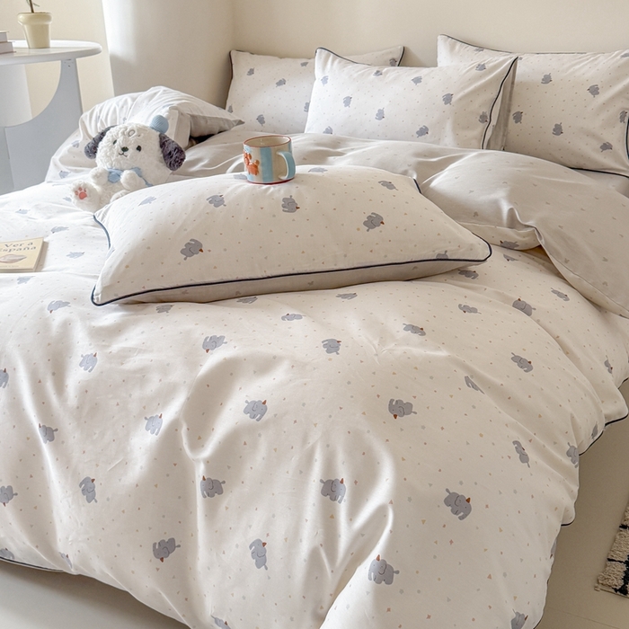 91家纺网 家纺一手货源 找家纺 梵克保罗 2025新款全棉嵌绳四件套 萌象派对