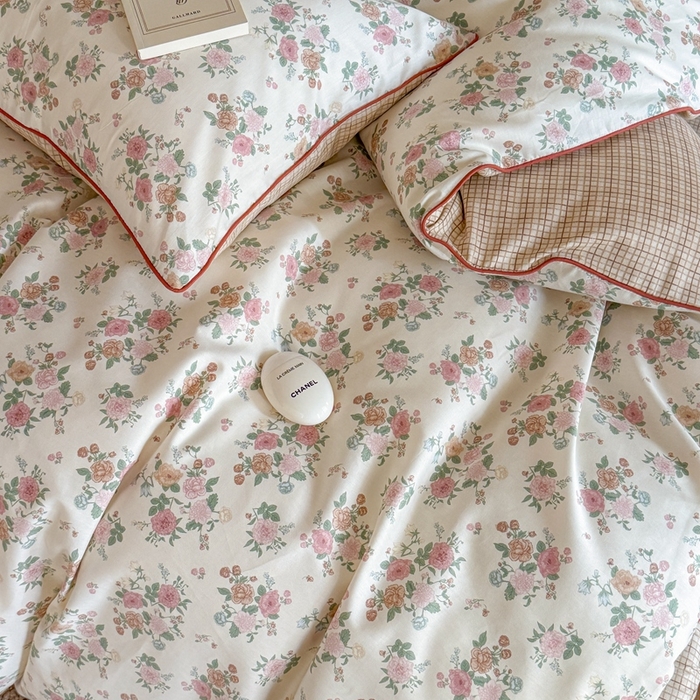 91家纺网 家纺一手货源 找家纺 梵克保罗 2025新款全棉嵌绳四件套 花千朵