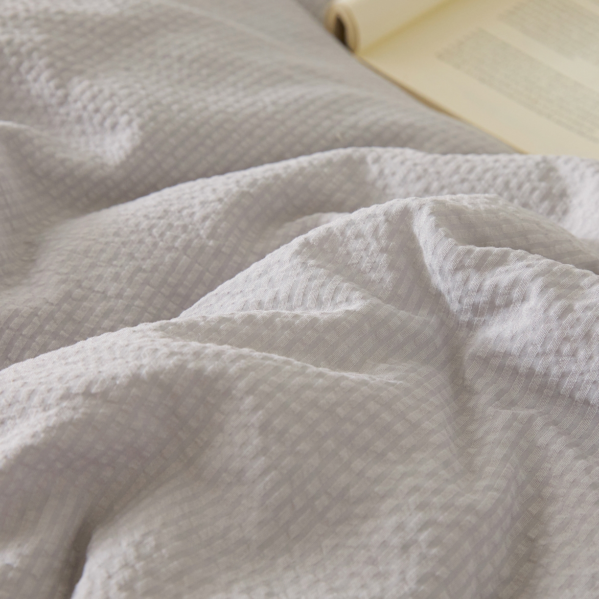 91家纺网 家纺一手货源 找家纺 蓝极人 2025新款涤纶双层纱大豆子母被 被子被芯冬被 浅银灰