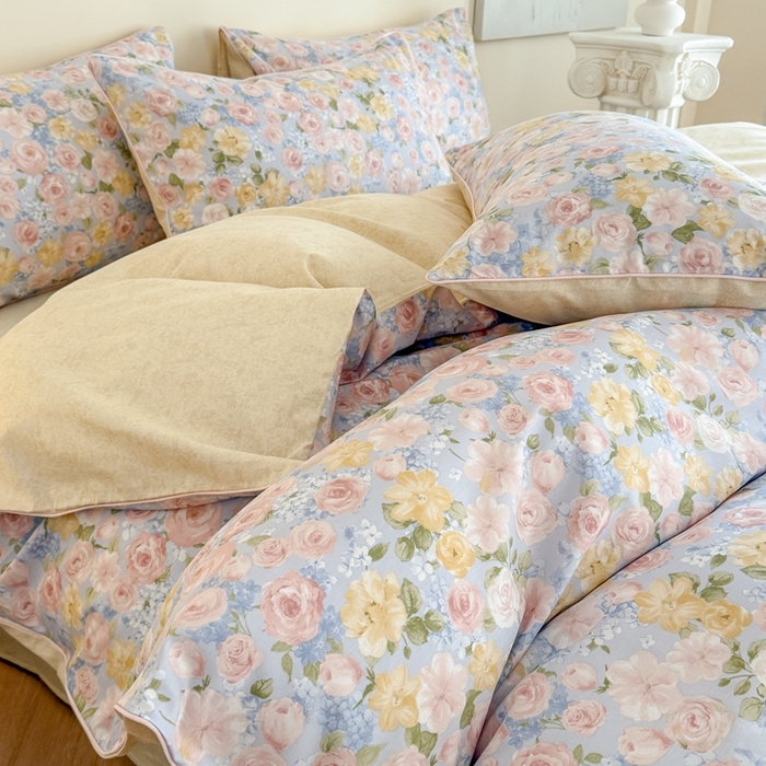 91家纺网 家纺一手货源 找家纺 梵克保罗 2025新款全棉嵌绳四件套 国色芳华