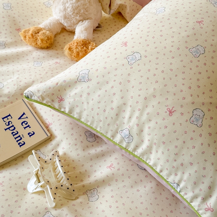 91家纺网 家纺一手货源 找家纺 梵克保罗 2025新款全棉嵌绳四件套 小布丁