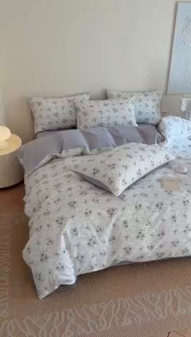 91家纺网 家纺一手货源 找家纺 梵克保罗 2025新款全棉嵌绳四件套 花园国度