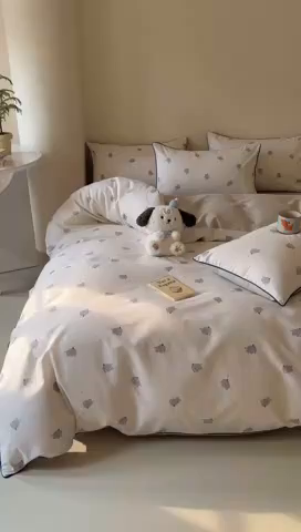 91家纺网 家纺一手货源 找家纺 梵克保罗 2025新款全棉嵌绳四件套 萌象派对