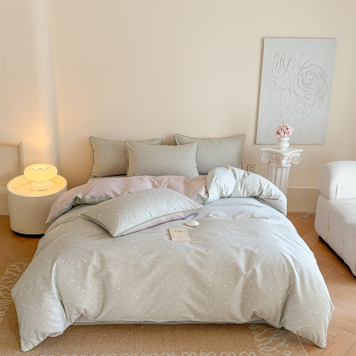 梵克保罗 2025新款全棉嵌绳四件套 雨汐-绿