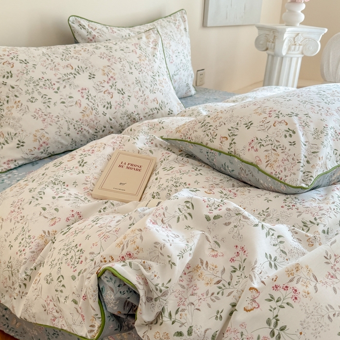 91家纺网 家纺一手货源 找家纺 梵克保罗 2025新款全棉嵌绳四件套 甜心藤