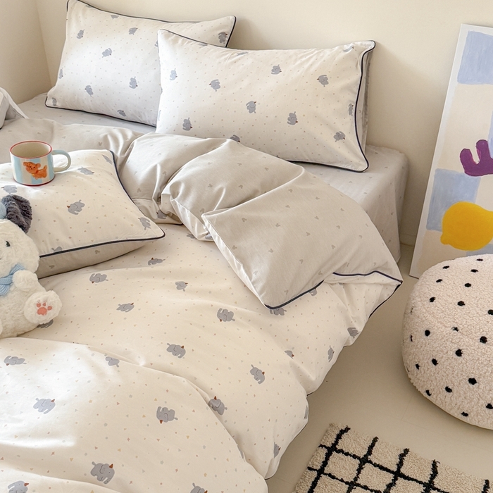 91家纺网 家纺一手货源 找家纺 梵克保罗 2025新款全棉嵌绳四件套 萌象派对