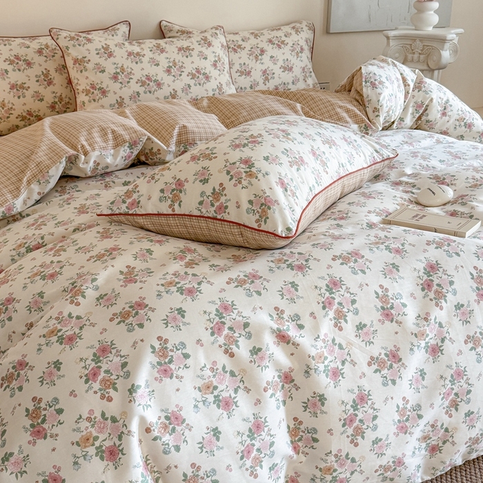 91家纺网 家纺一手货源 找家纺 梵克保罗 2025新款全棉嵌绳四件套 花千朵