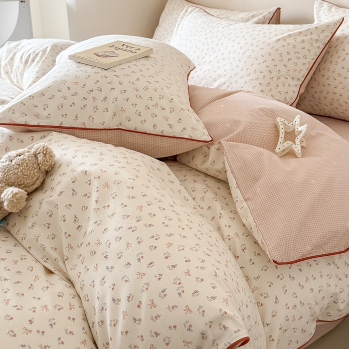 91家纺网 家纺一手货源 找家纺 梵克保罗 2025新款全棉嵌绳四件套 初月