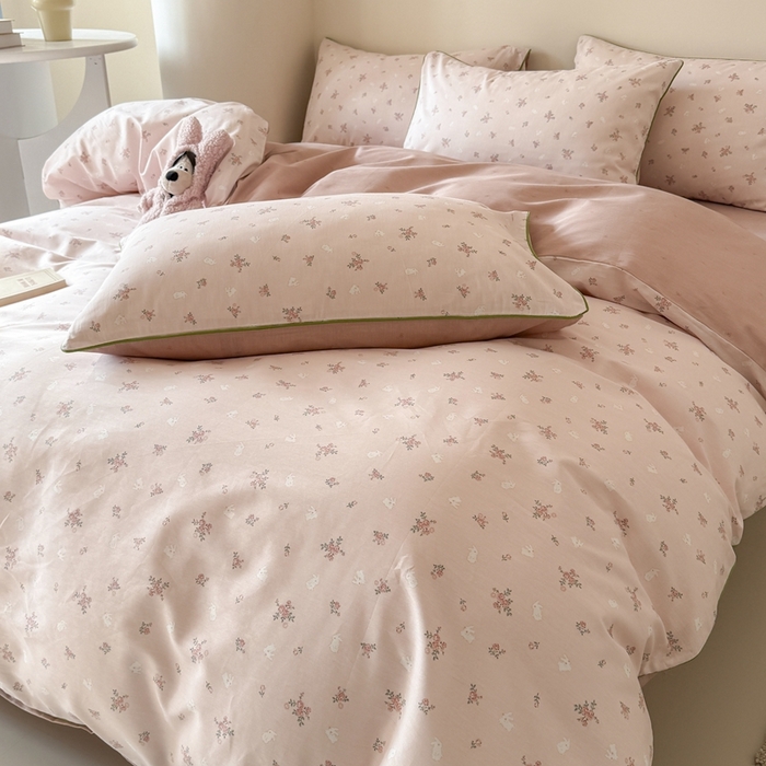 91家纺网 家纺一手货源 找家纺 梵克保罗 2025新款全棉嵌绳四件套 小椿芽