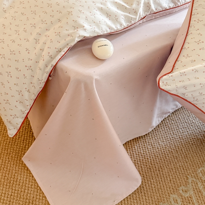 91家纺网 家纺一手货源 找家纺 梵克保罗 2025新款全棉嵌绳四件套 小青藤-米