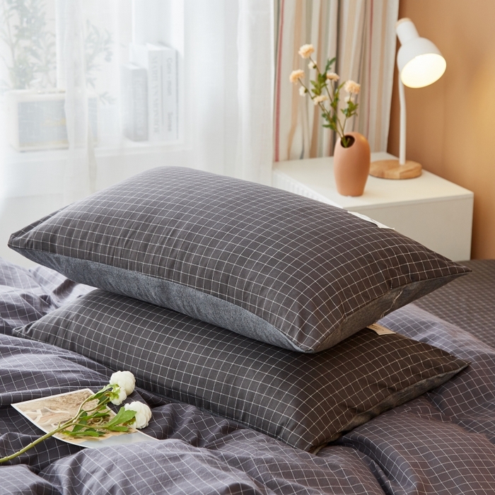 91家纺网 家纺一手货源 找家纺 梵克保罗 2025新款无印风四件套系列 小黑格-床笠款