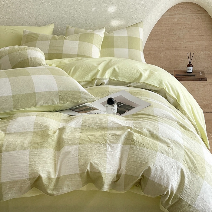 91家纺网 家纺一手货源 找家纺 梵克保罗 2025新款无印风四件套系列 清雅中格-床单款