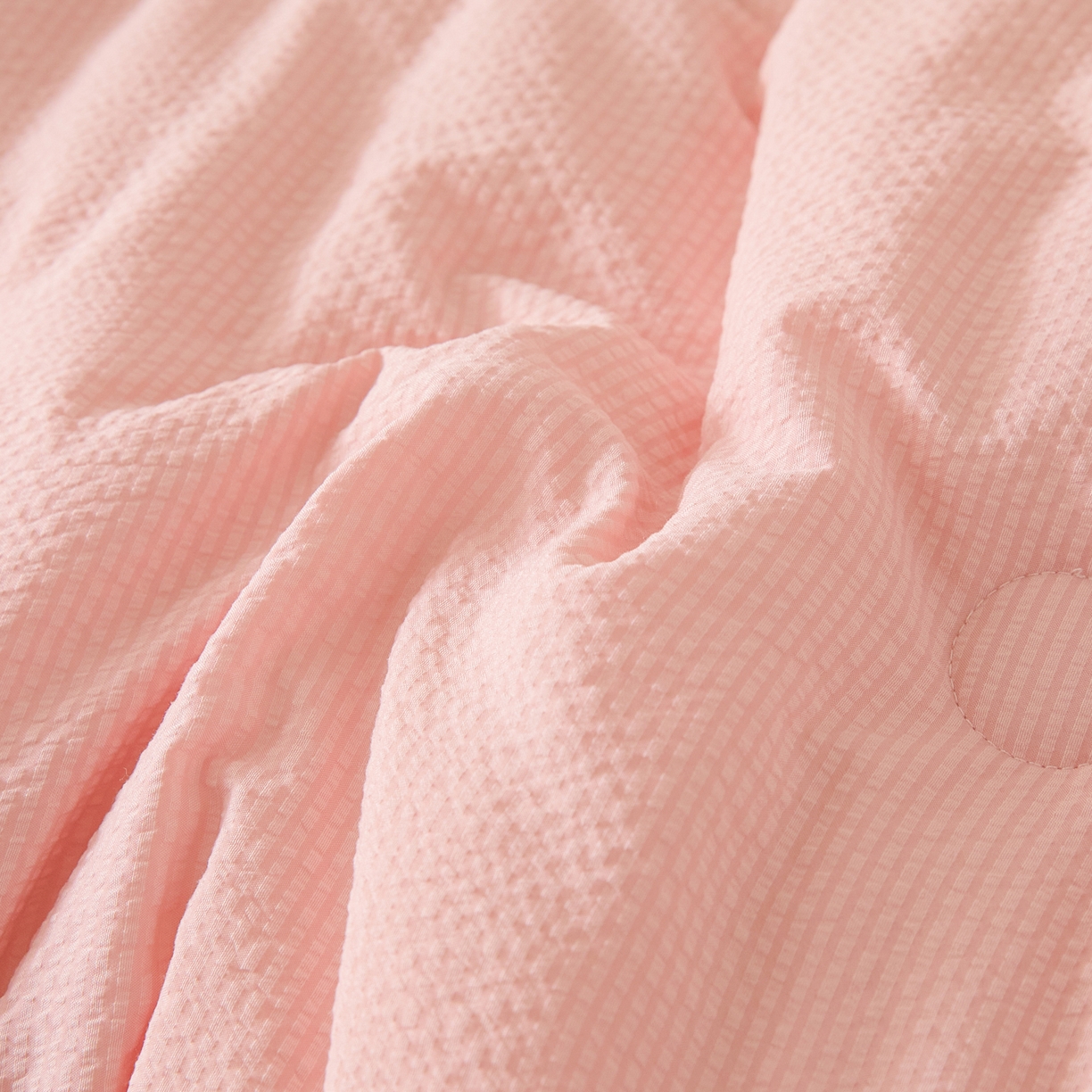 91家纺网 家纺一手货源 找家纺 蓝极人 2025新款涤纶双层纱大豆子母被 被子被芯冬被 白桃粉