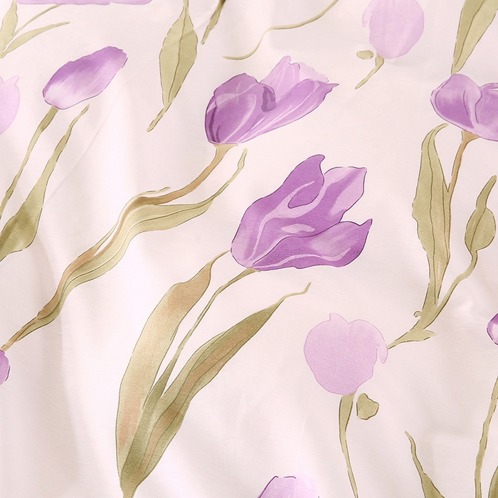 91家纺网 家纺一手货源 找家纺 梵克保罗 2025新款12868全棉印花四件套 紫色郁金香